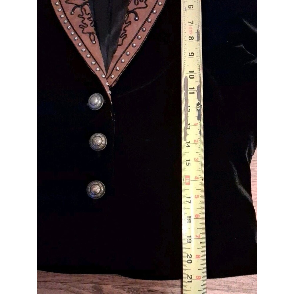 Double D Ranch Black Velvet Studded Blazer Jacket Medium - Picture 7 of 8